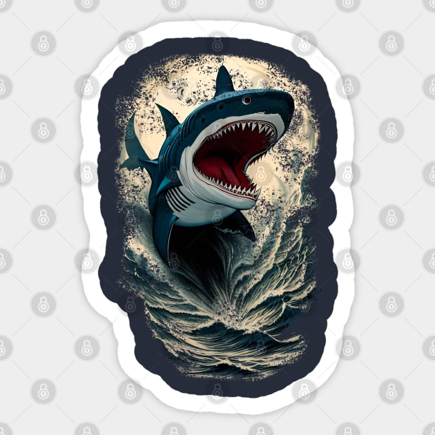 Shark and  ocean Sticker by Mammoths